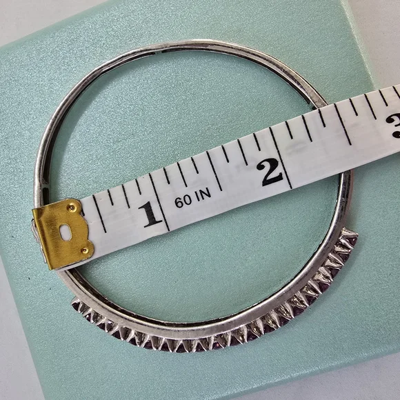 Vintage Pink Tourmaline Accent Sterling Silver Bangle Bracelet - Picture 9 of 11